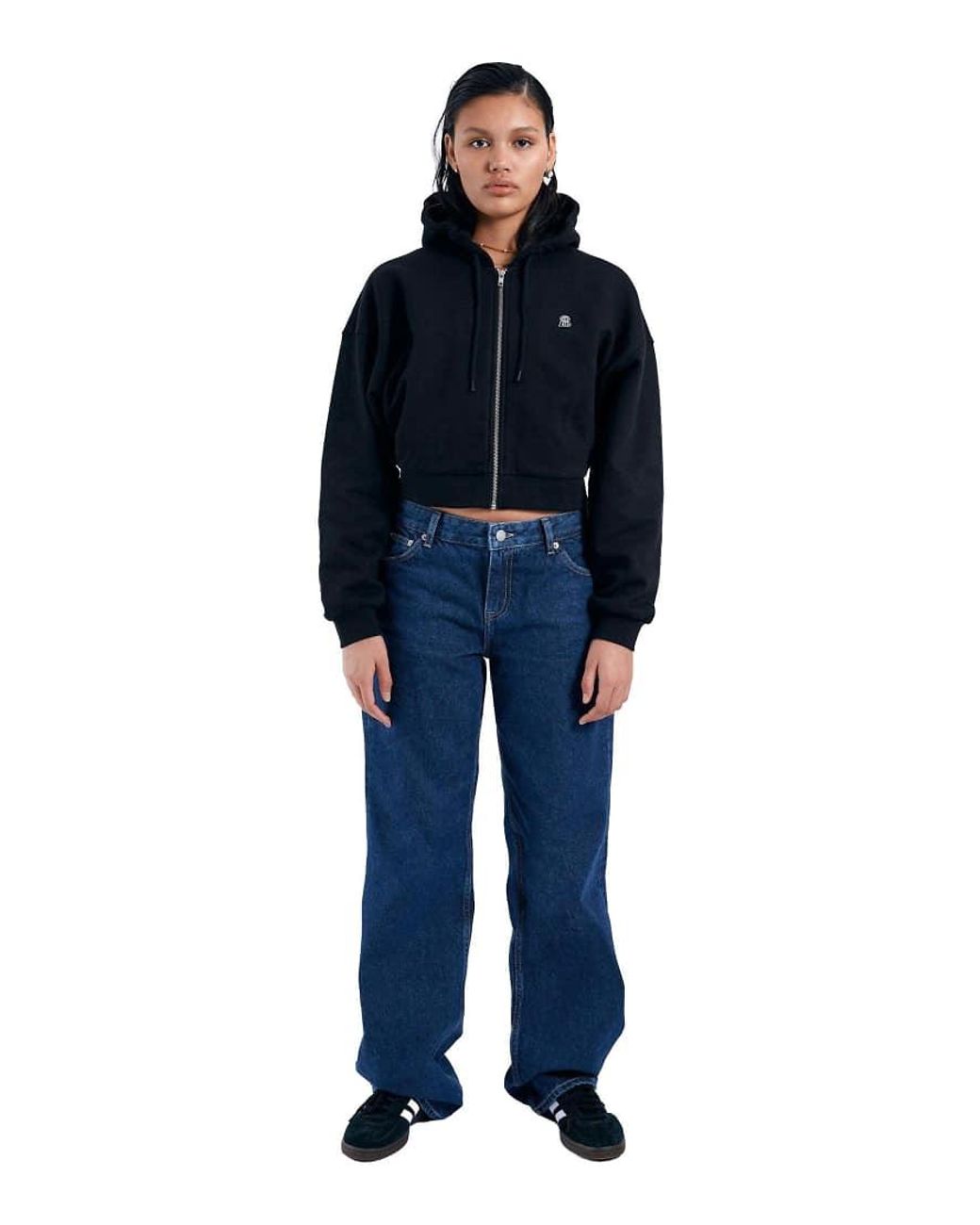 Dr. Denim Blue Ethel Cropped Zip Up Hoodie