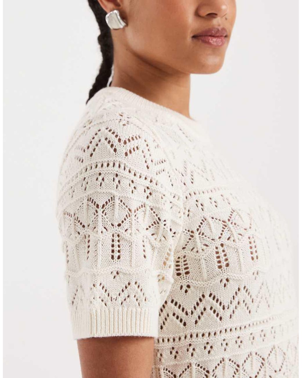 New Look White Stitchy T-Shirt