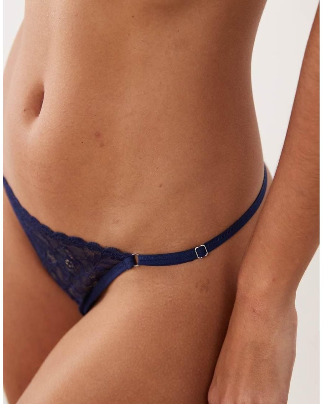 KAT THE LABEL Blue Rosie Lace Thong