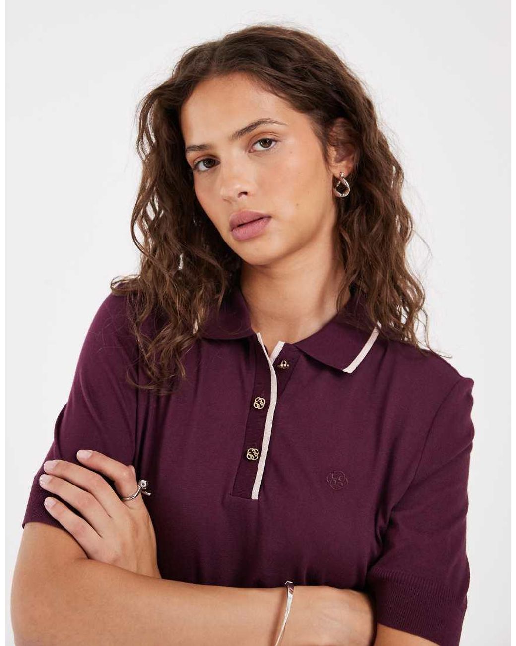 Gant Purple Fitted Contrast Tipped Polo Shirt