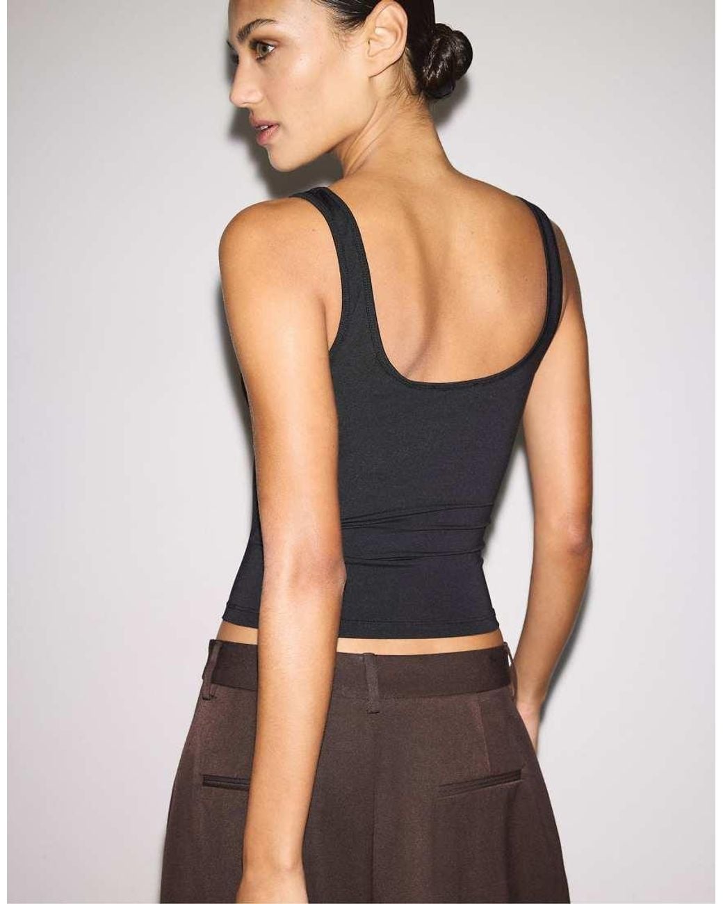Stradivarius Black Str Polyamide Tank Top