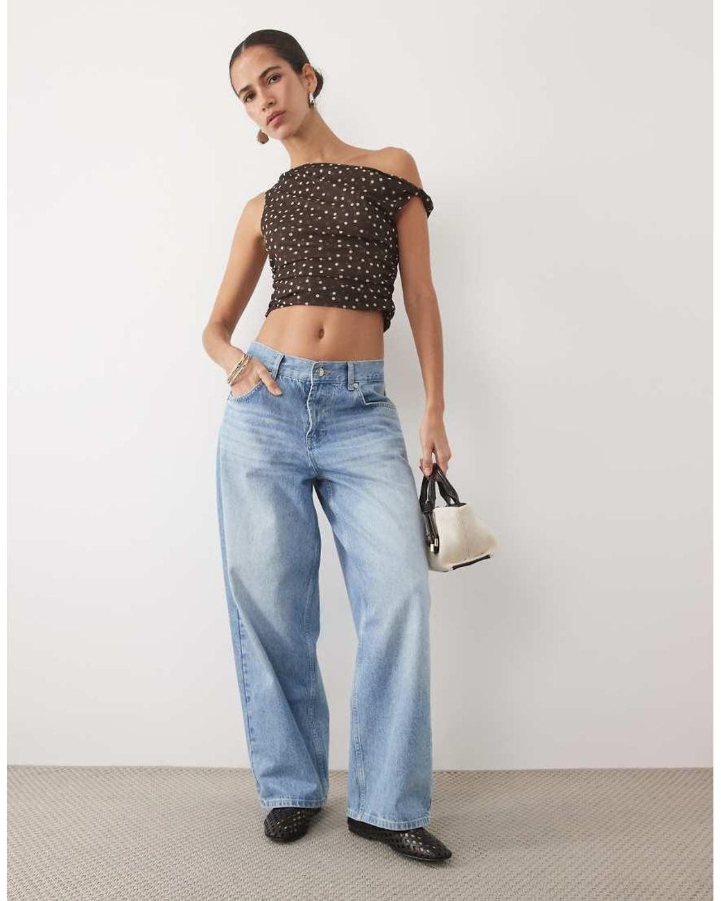 New Look Brown Fallen Shoulder Top