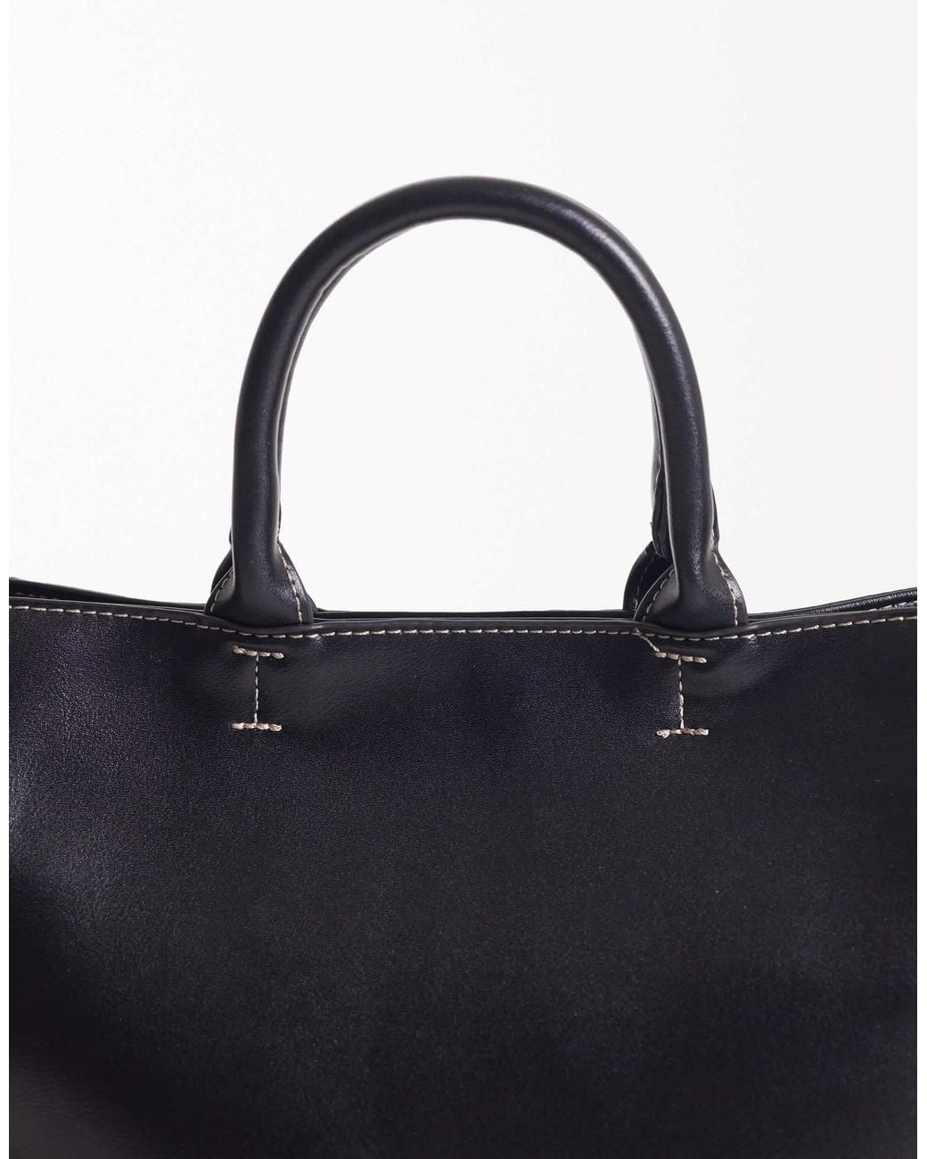 ASOS Gray Tote Bag With Double Handle And Contrast Stitch