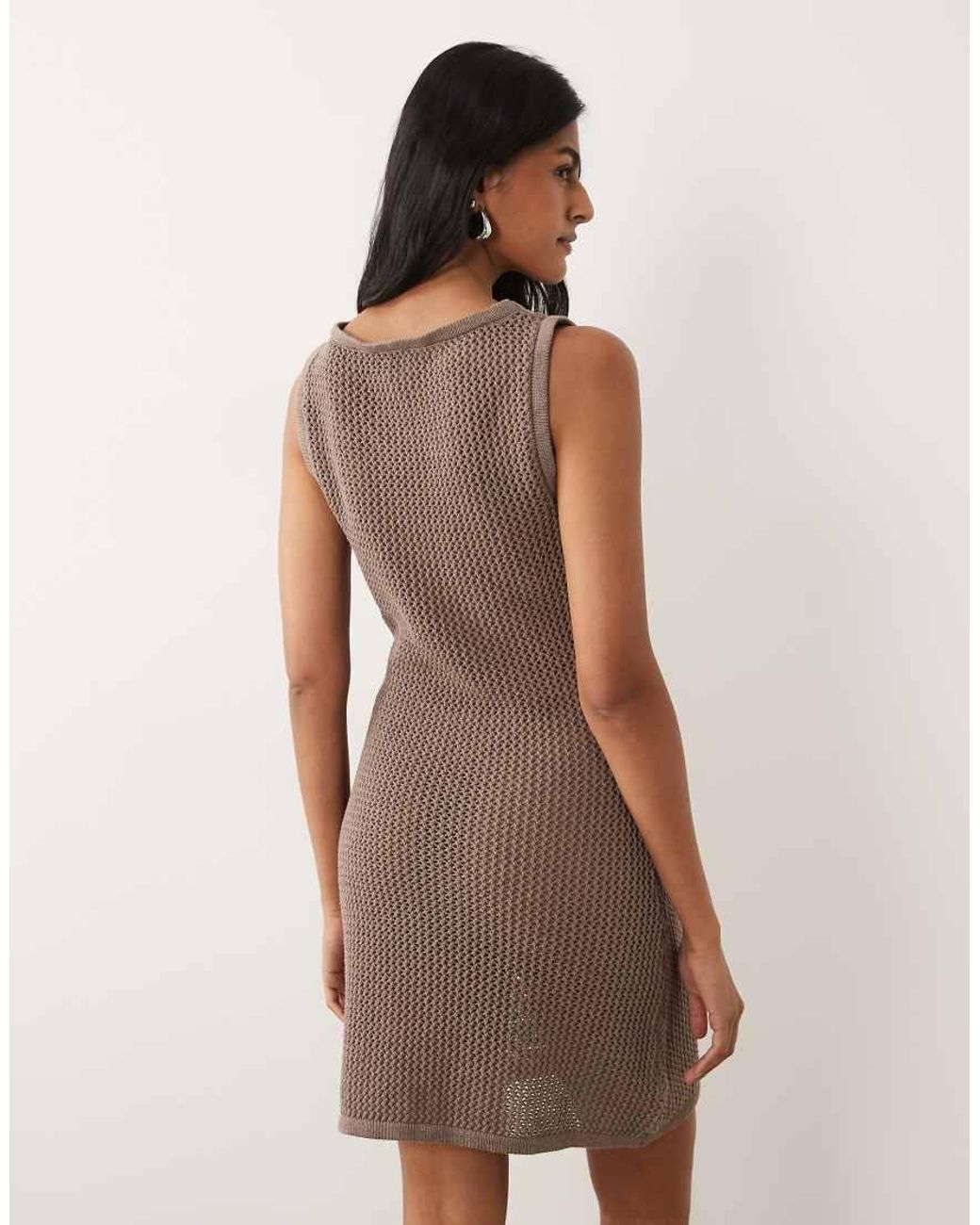 ASOS Brown Knitted 3d Floral Mini Dress