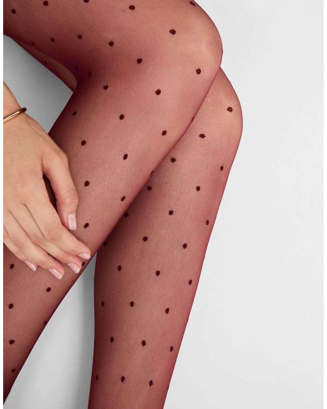 Calzedonia Red Sheer Polka Dot Tights