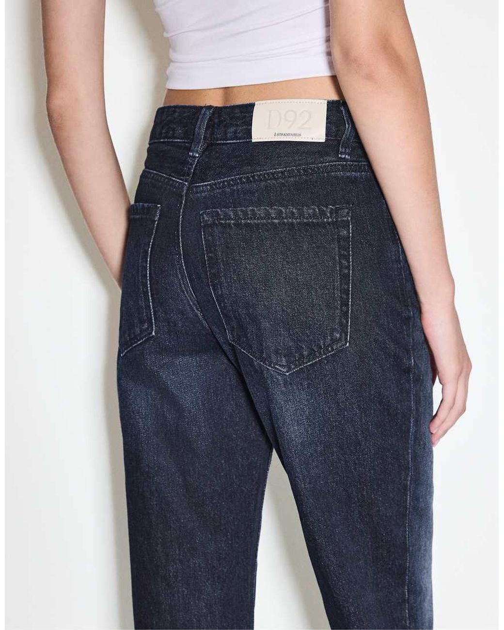 Stradivarius Blue Petite D92 Straight-Wide Jeans