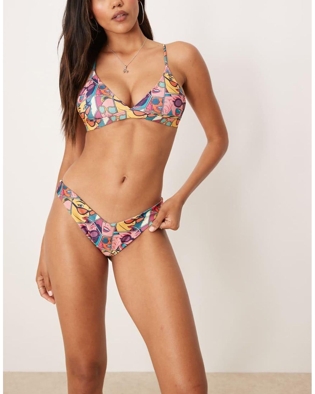 OOSC Brown Comic Book Candy Boost 'Em Up Bikini Top
