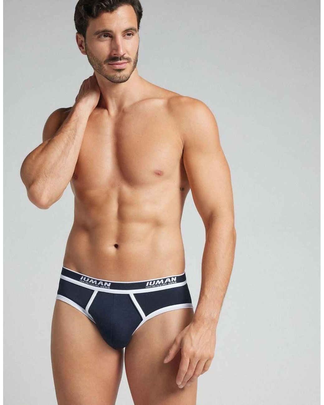 Intimissimi Blue Superior Cotton Briefs With Logo for men