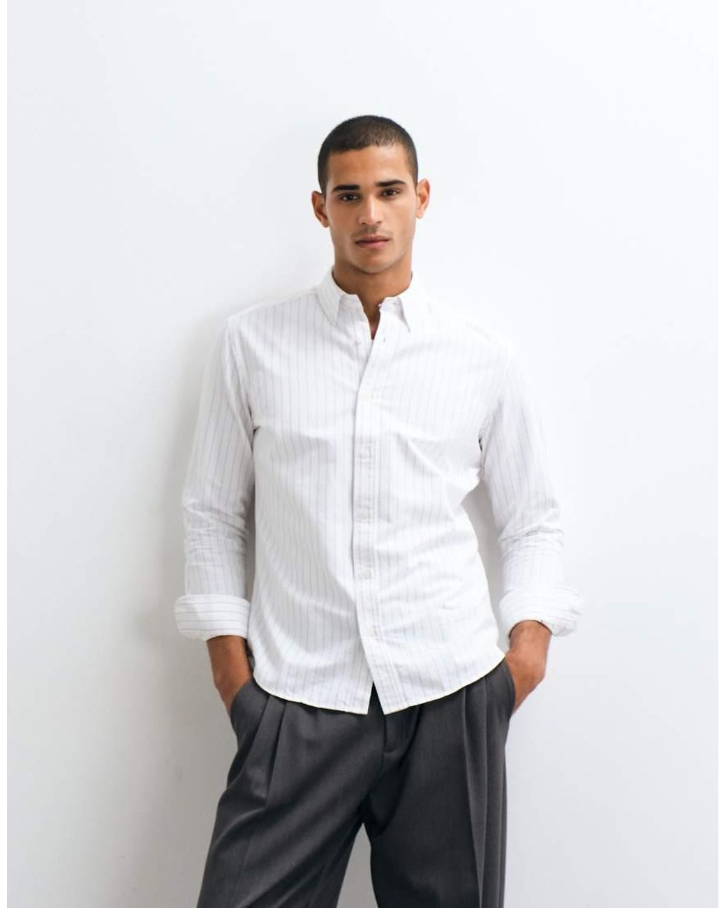 Mango White Classic Shirt for men