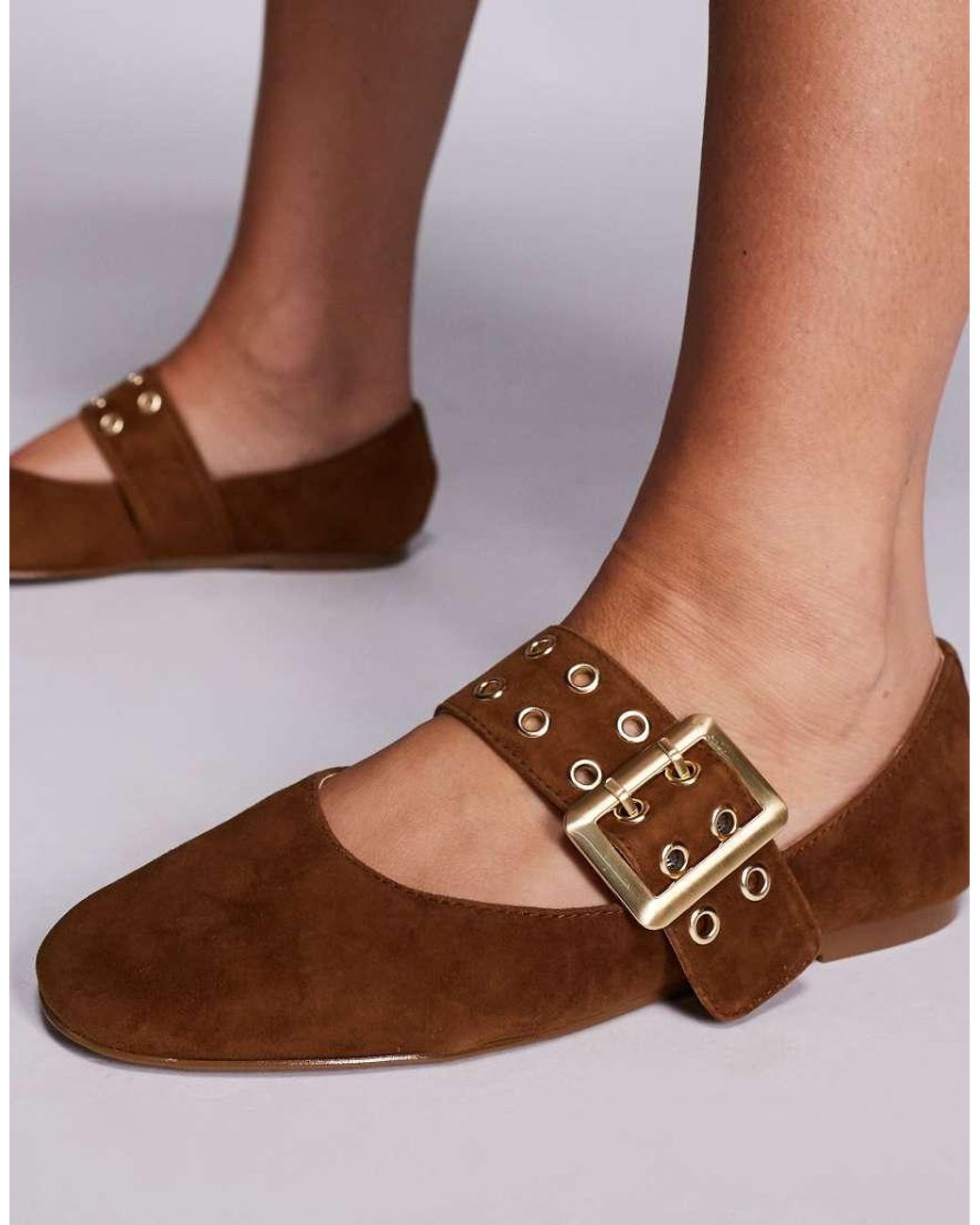 Steve Madden Brown Atlantica Buckle Detail Ballet Flats