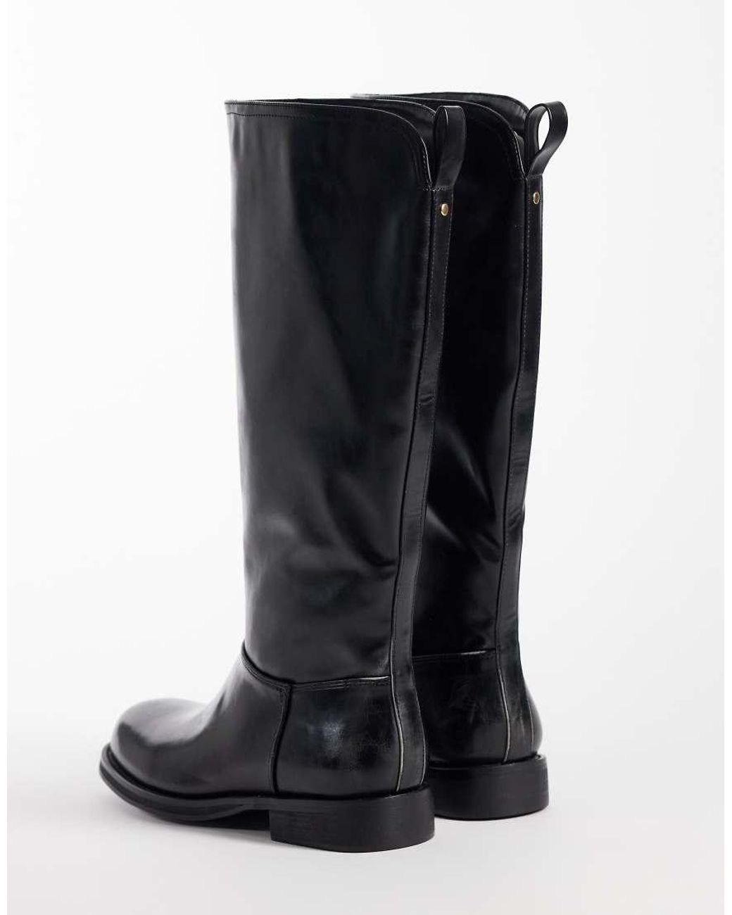 Public Desire Black Sheldon Round Toe Knee Boots
