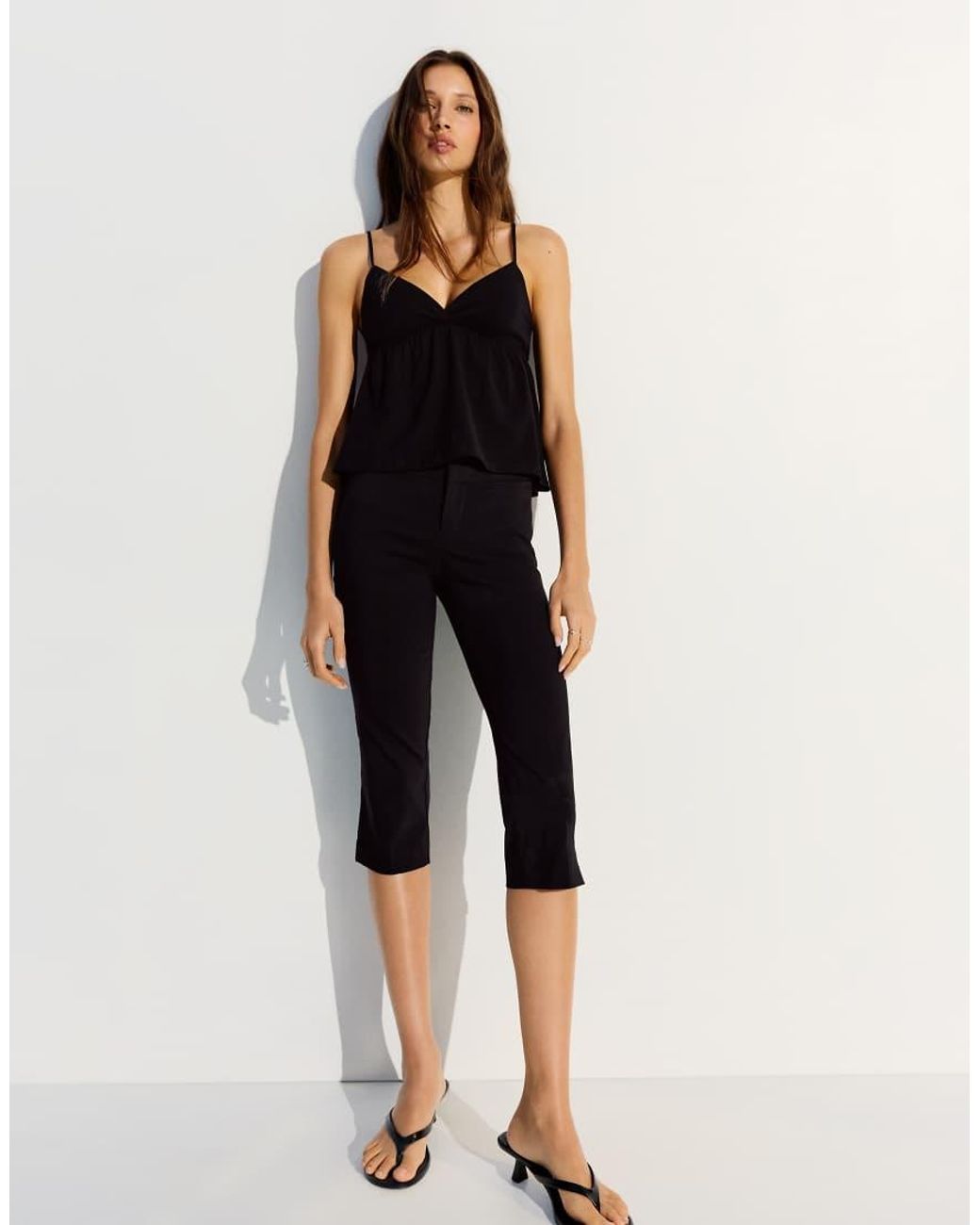 Bershka Black Ruffle Strap Top