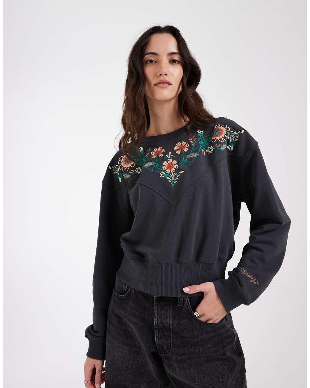 Wrangler Gray Embroidered Sweater