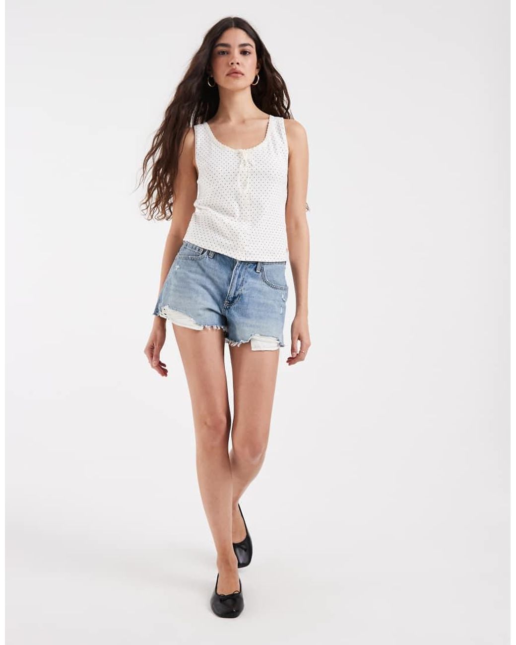Levi's White Dry Goods Ditsy Print Pointelle Cami Top