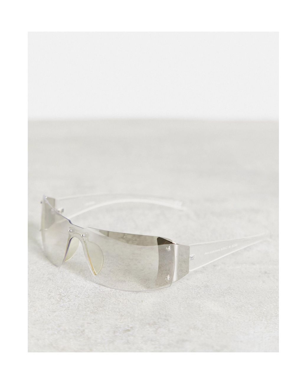 ASOS 90s Rimless Sunglasses With Clear Flash Lens in Metallic Lyst