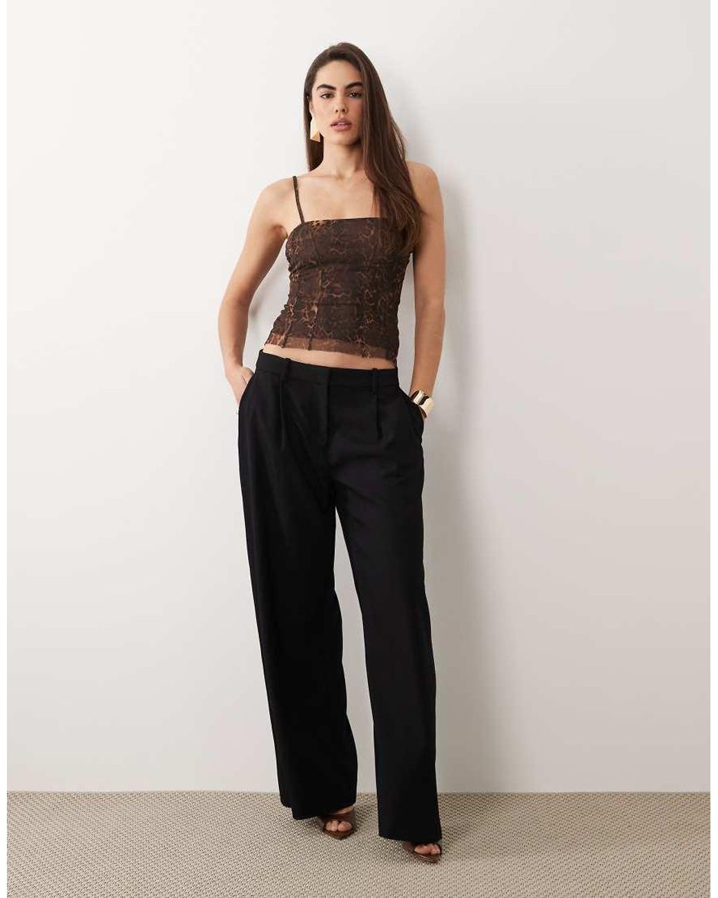 ASOS Black Printed Mesh Cami Top