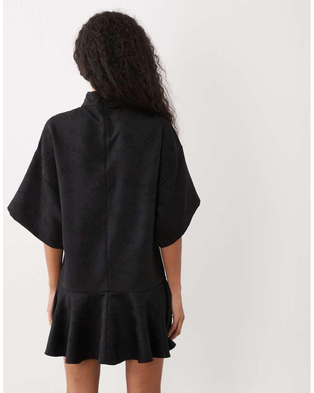 ASOS Black Funnel Neck Relaxed Mini Dress