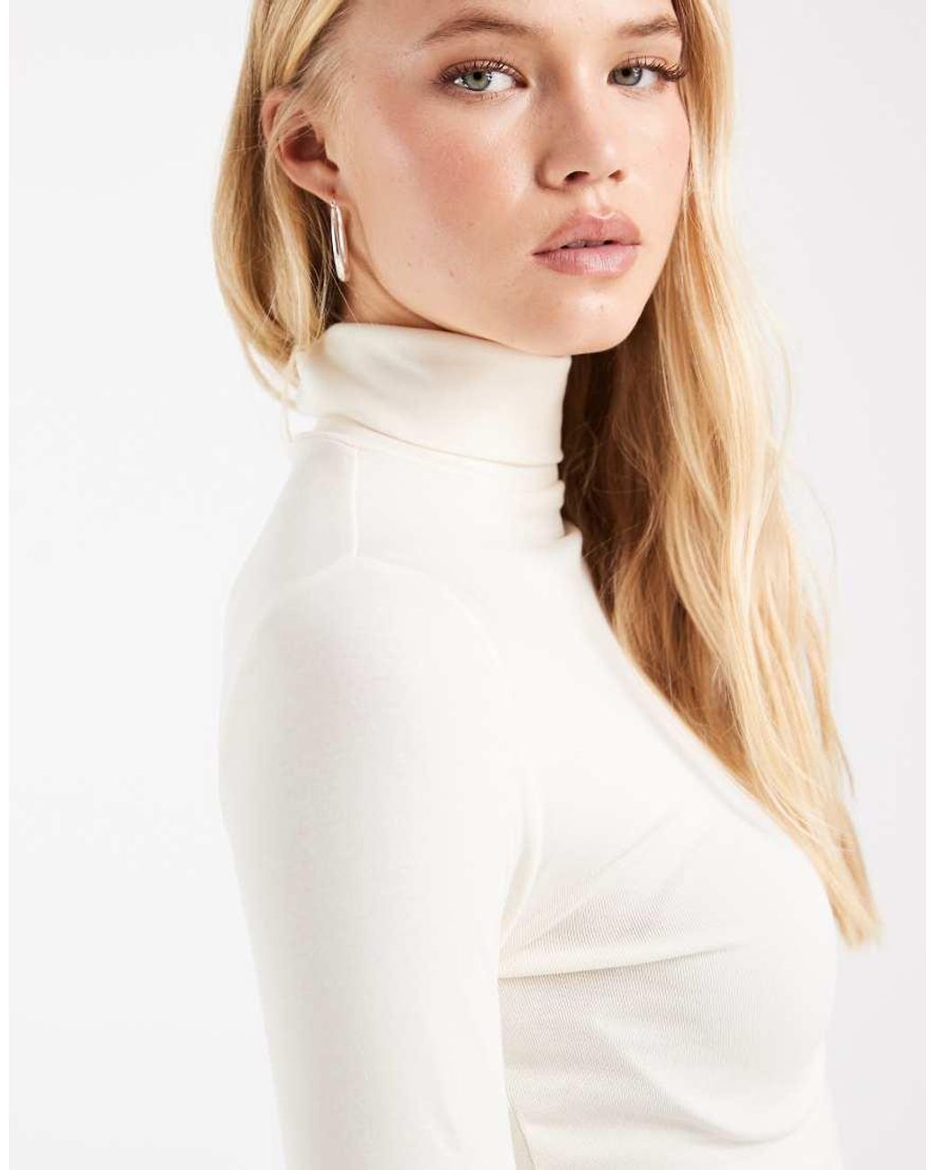 ASOS White Funnel Neck Long Sleeve Top