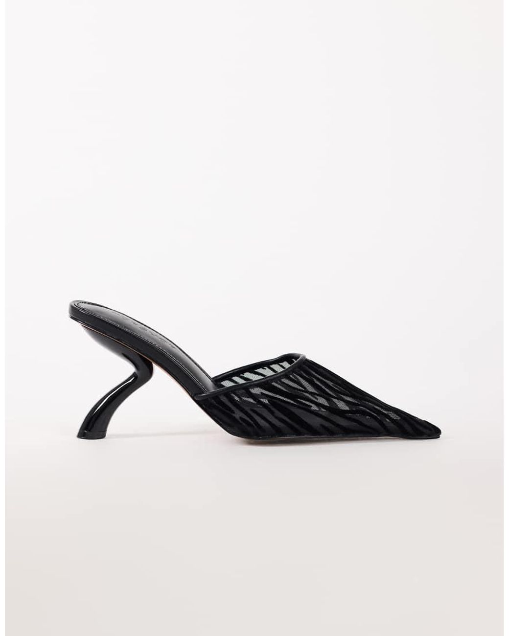TOPSHOP Black Alessio Angular Heel Pointed Court Shoe
