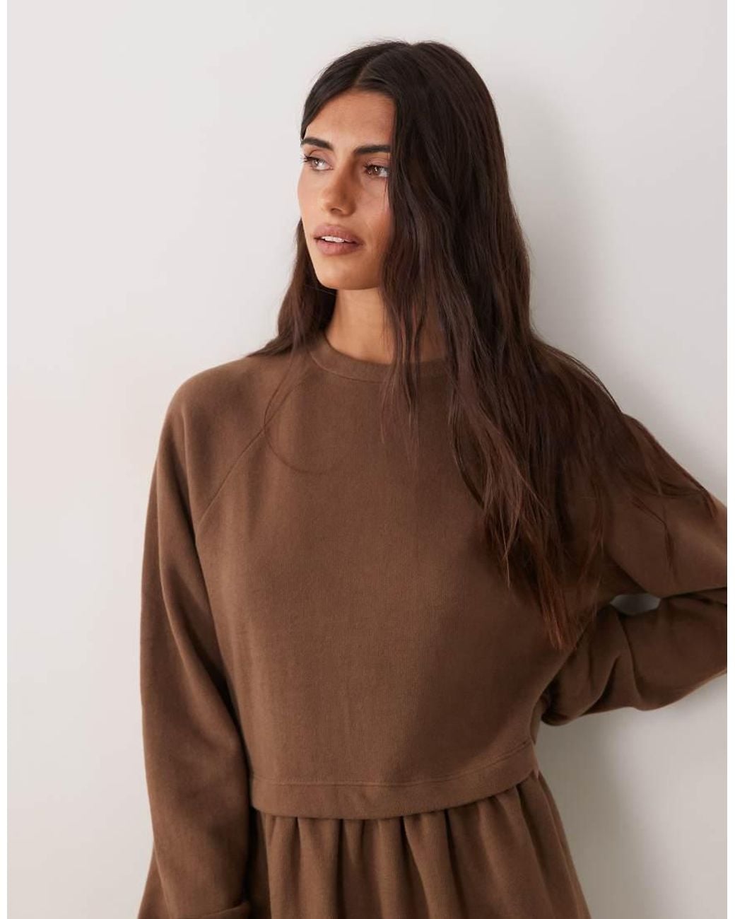 Miss Selfridge Brown Super Soft Brushed Smock Dress