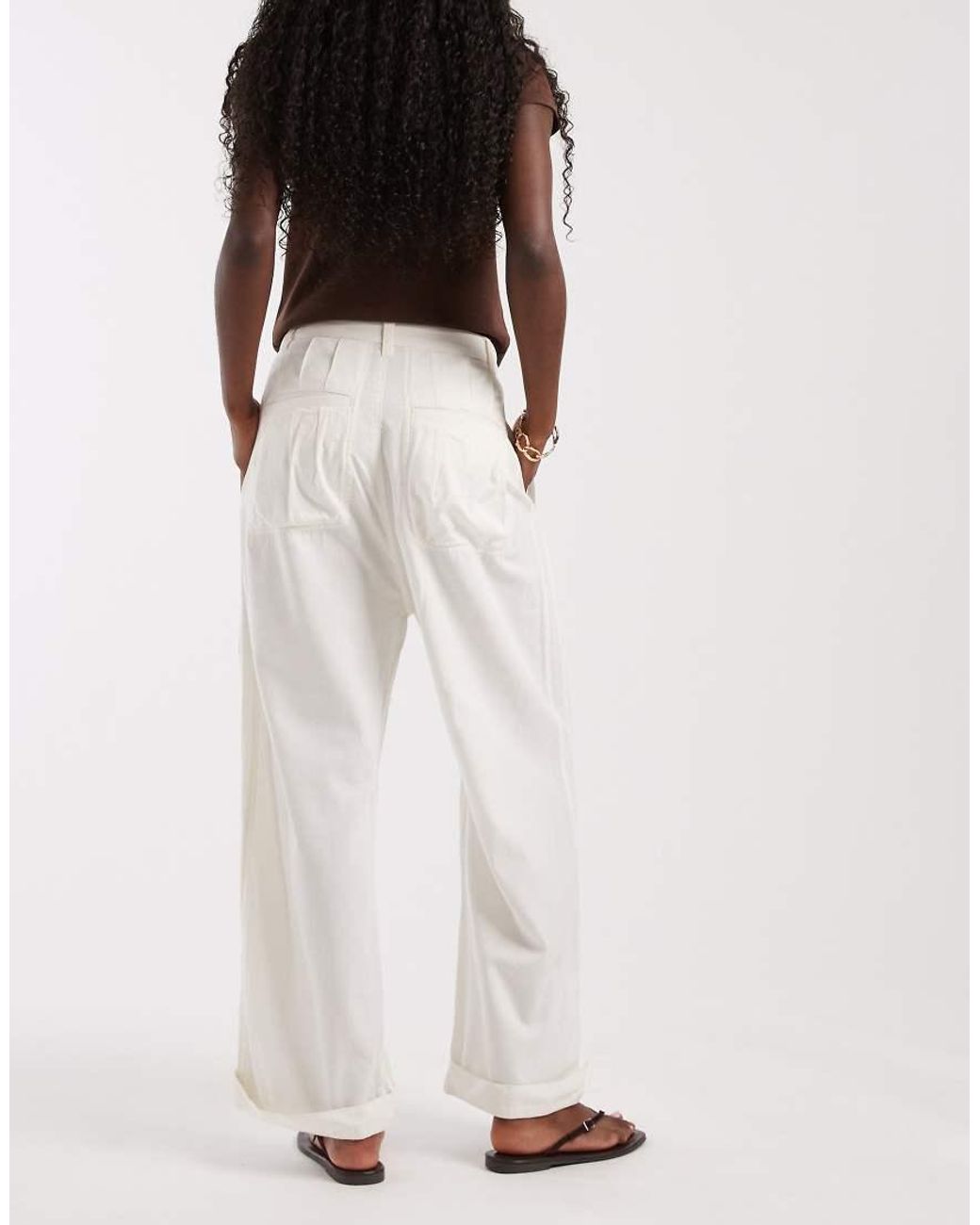 Free People White Clover Low Rise Cargo Style Trouser