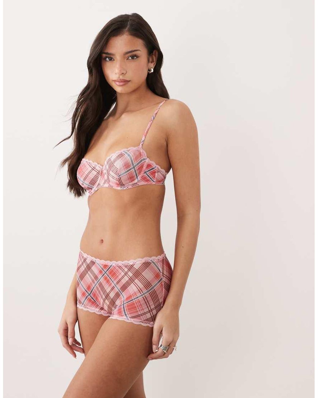 ASOS Red Shaunie Sheer Mesh Underwire Balcony Bra