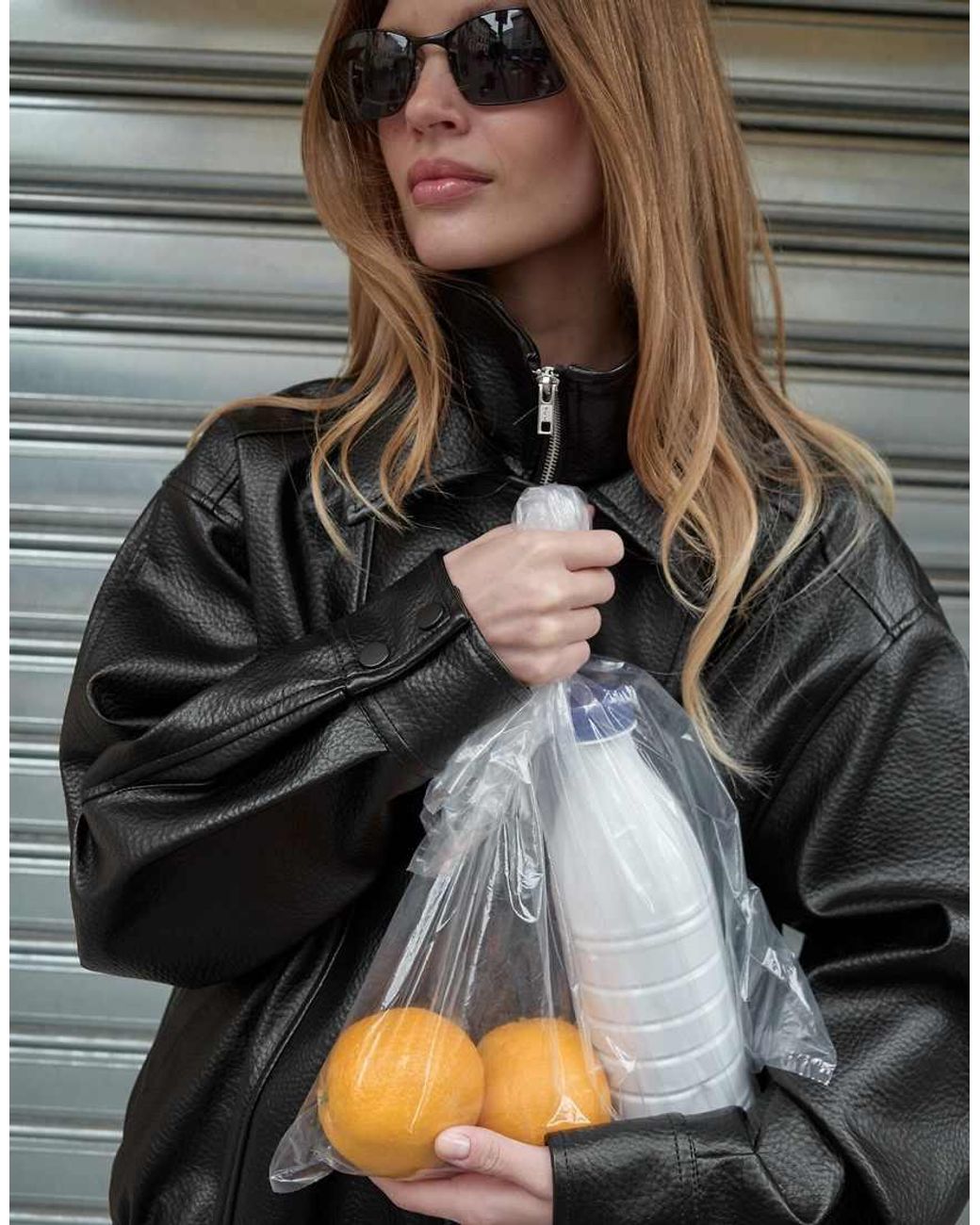 NA-KD Black High Neck Faux Leather Jacket