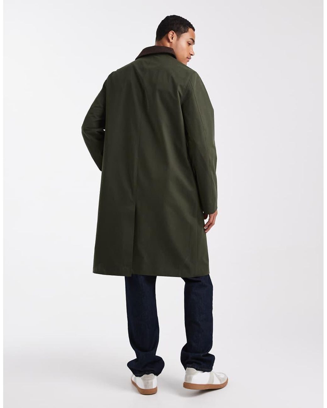 New Look Green Longline Mac With Cord Collar for men