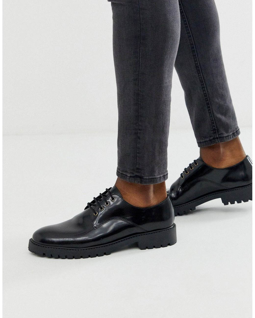 Pull&Bear Chunky Sole Shoes in Black for Men Mens Shoes Lace-ups Brogues 