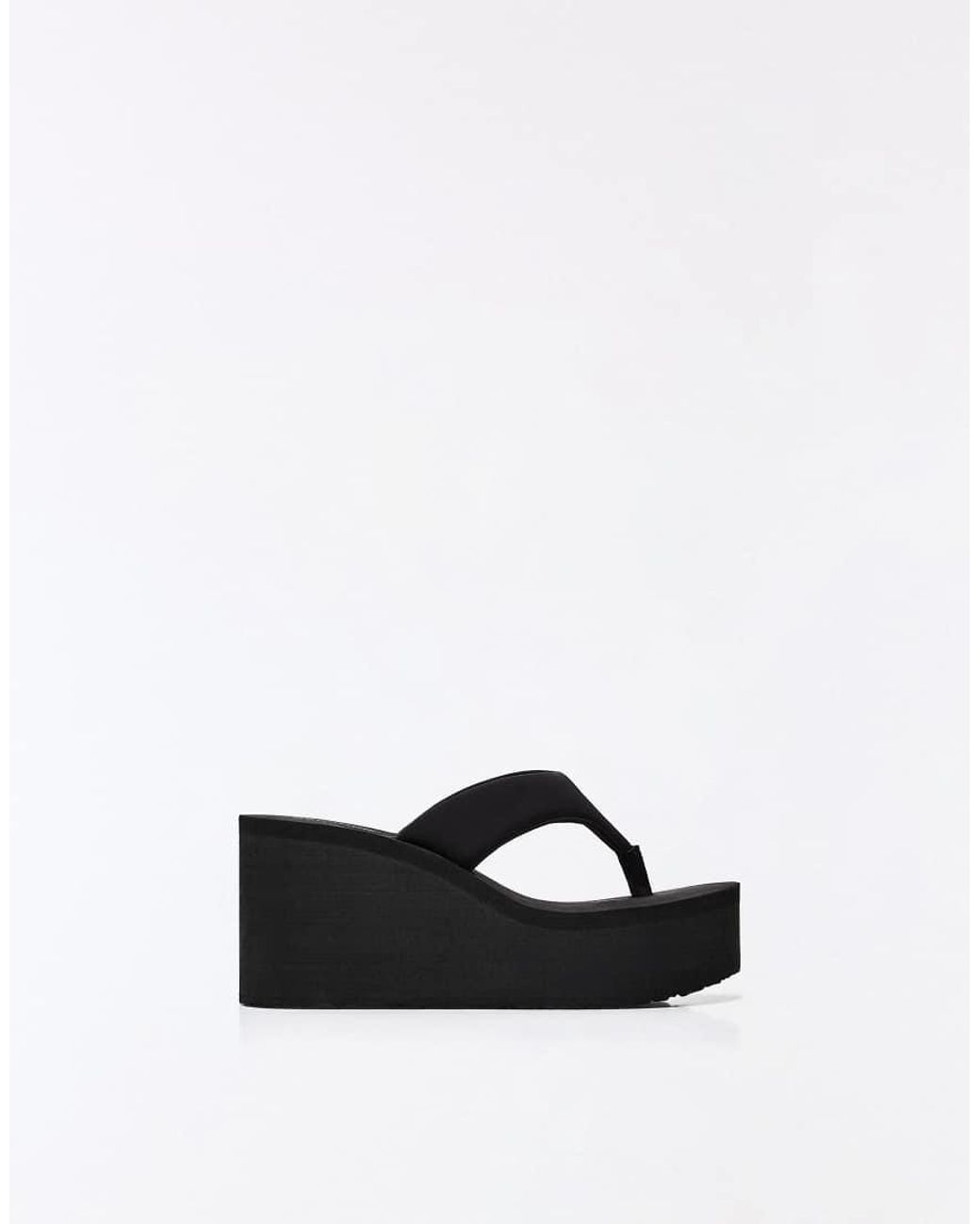 Bershka Green Thong Heeled Platform Sandals
