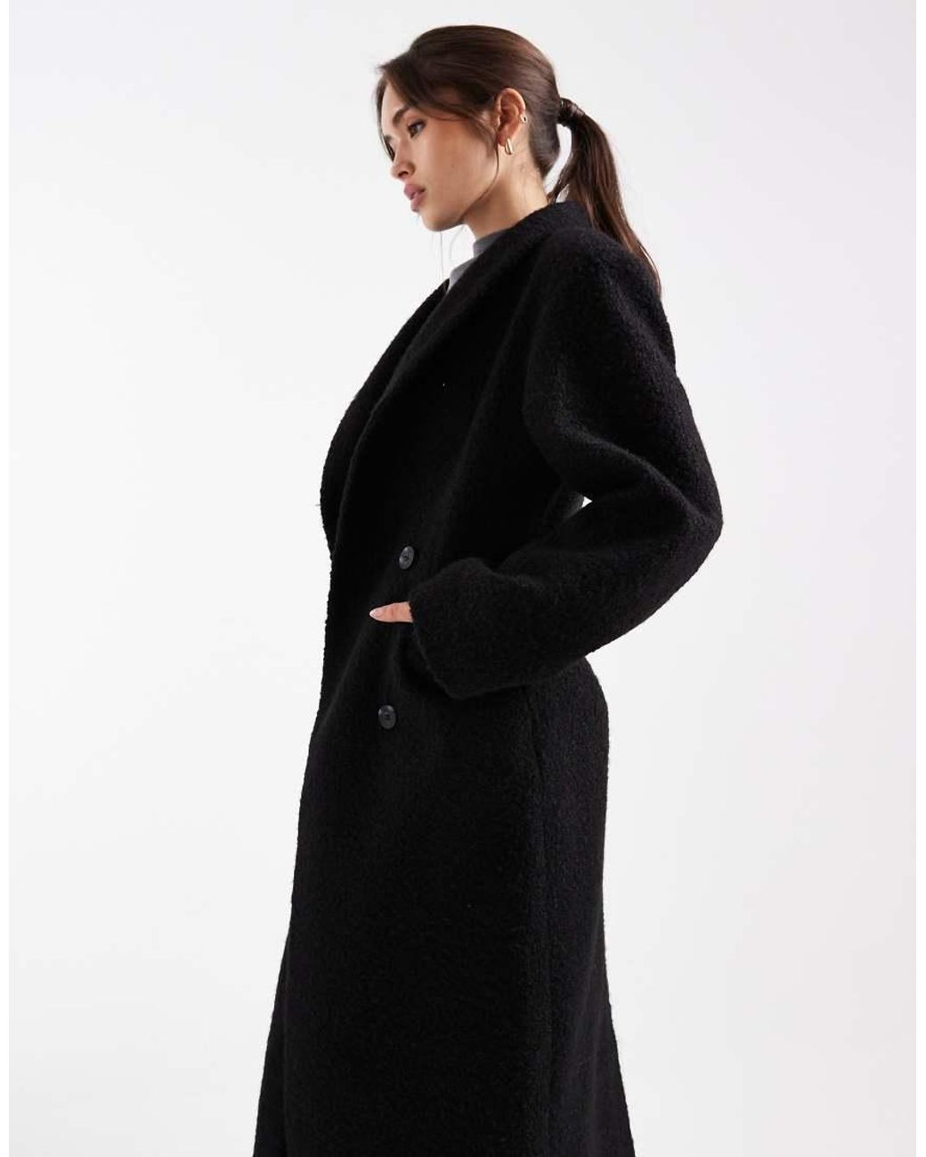 ASOS Black Sculpted Boucle High Neck Formal Coat