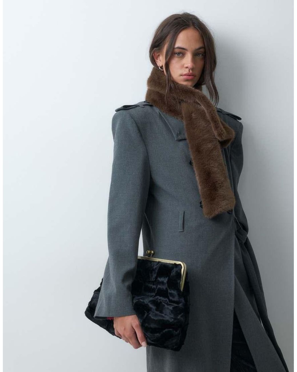 Vero Moda Black Faux Fur Scarf