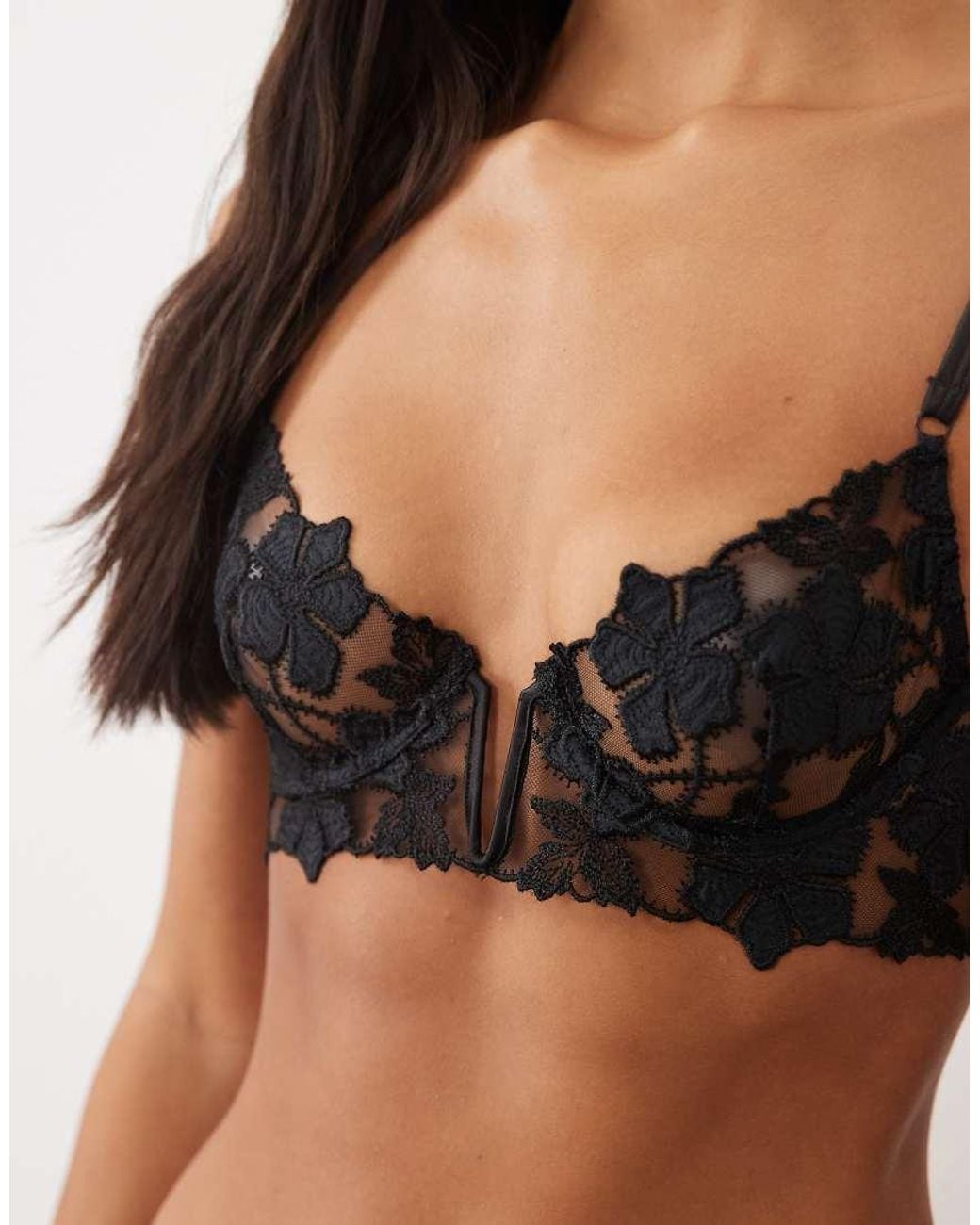 Bluebella Black Alara Longline Wired Bra With V Wire Detail