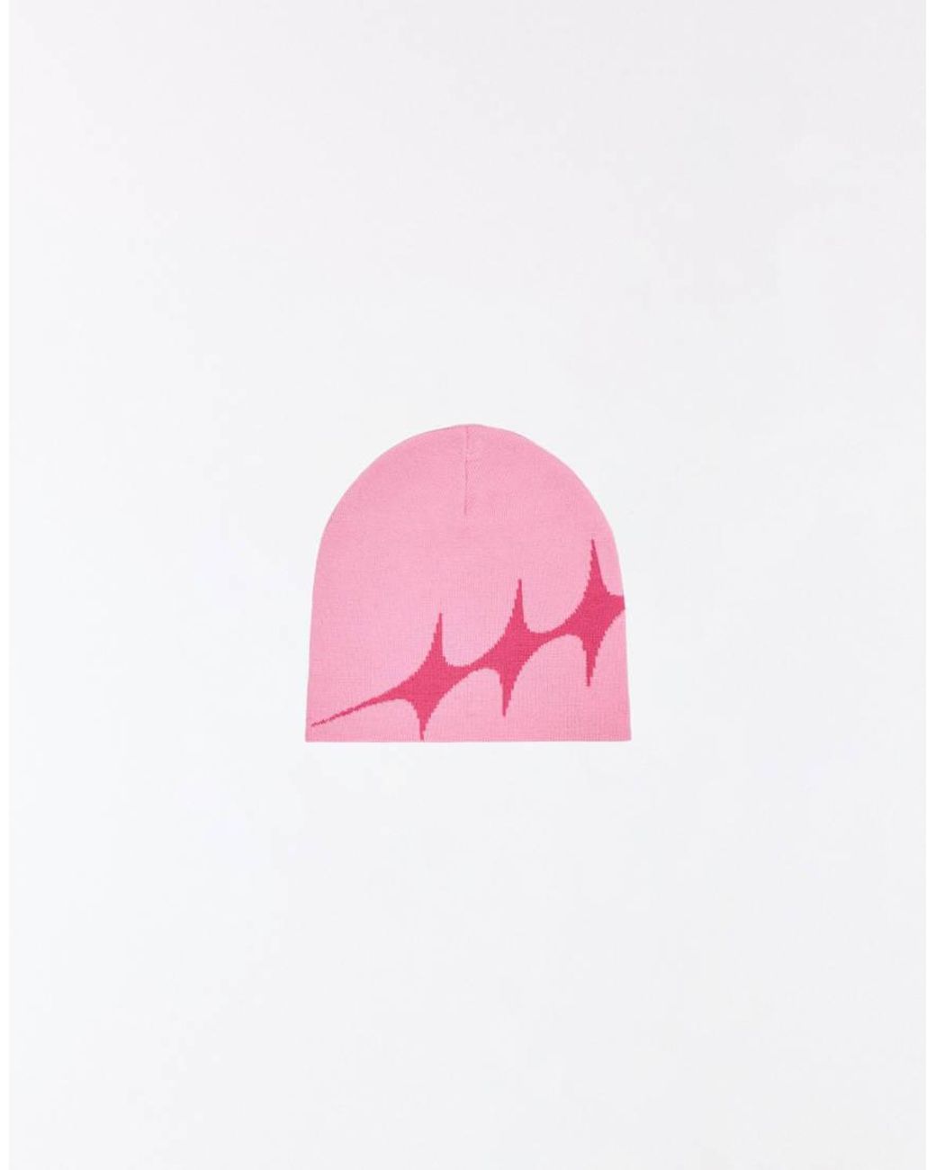 Bershka Pink Star Knit Beanie for men