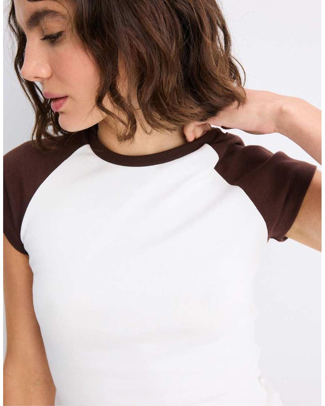Stradivarius White Short Sleeve Raglan T-shirt