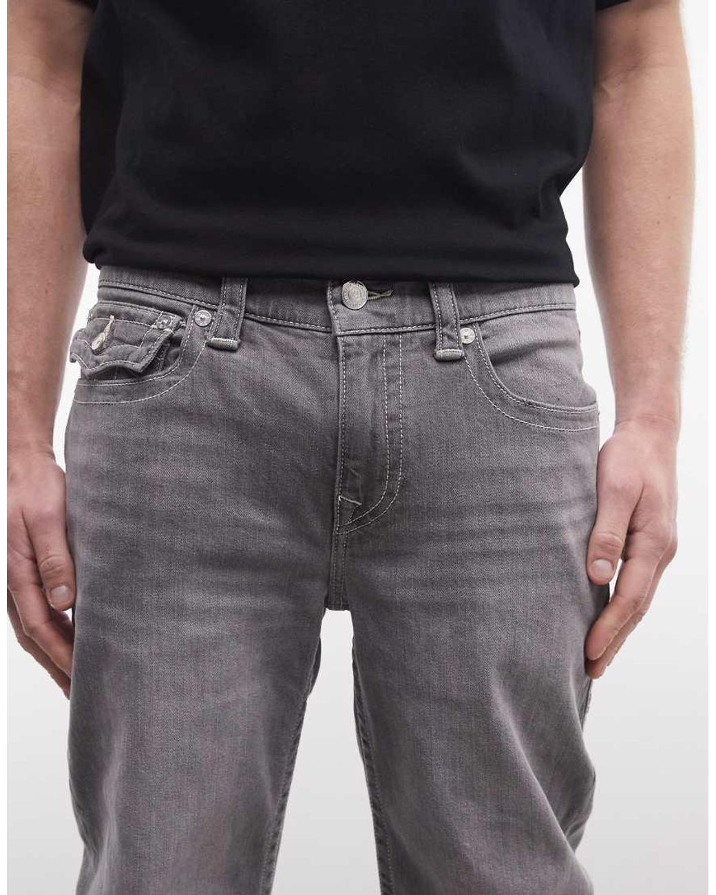 True Religion Gray Ricky Straight Jeans for men