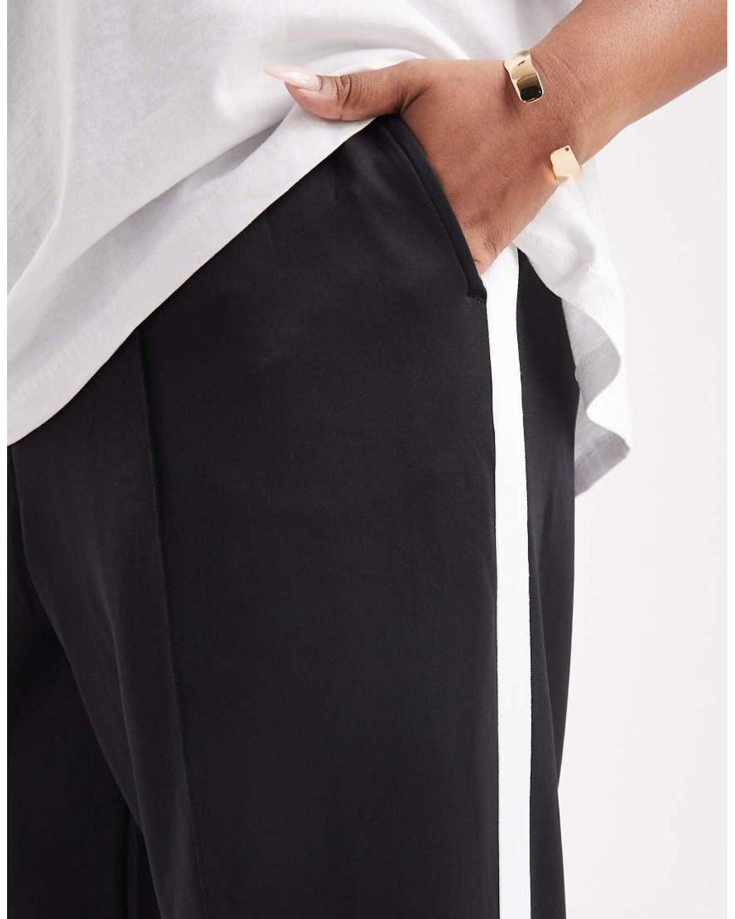 Noisy May White Straight Leg Jersey Trouser