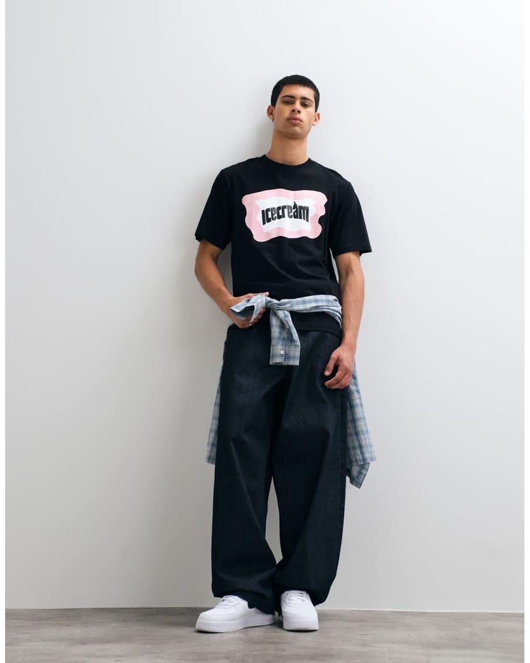 ICECREAM Blue Block Logo T-Shirt for men