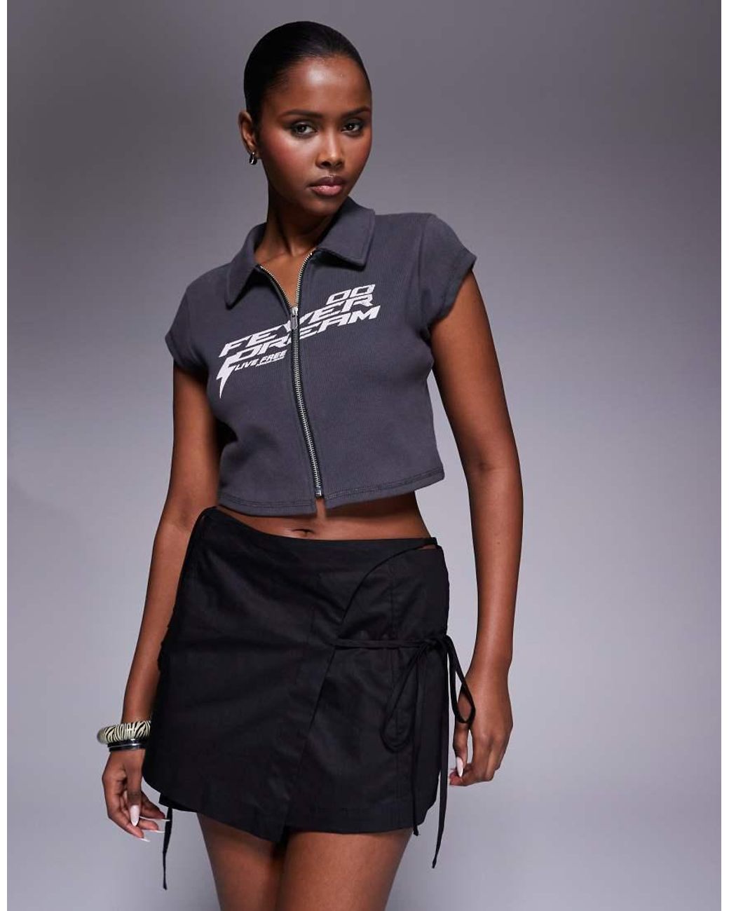 Abrand Jeans Blue Abrand Zip Up Polo Crop Top