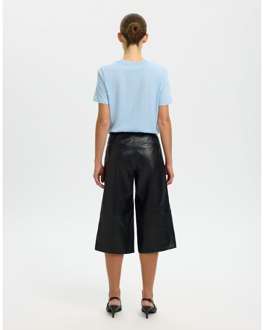 SELECTED Blue Myessential Crew Neck Short Sleeve T-shirt