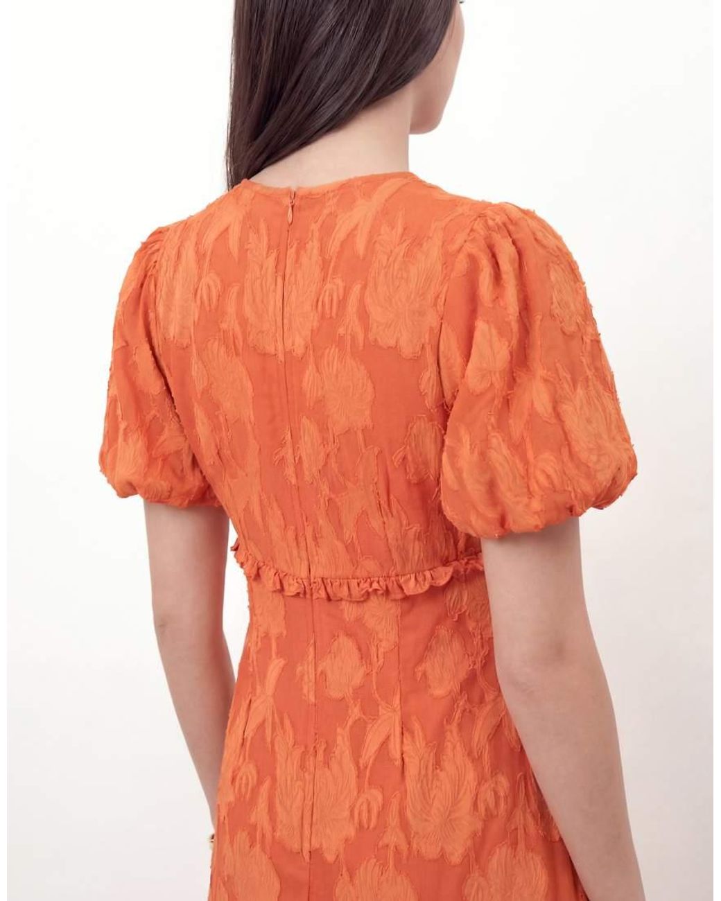 ANAYA Red Floral Burnout Short Sleeve Maxi Dress