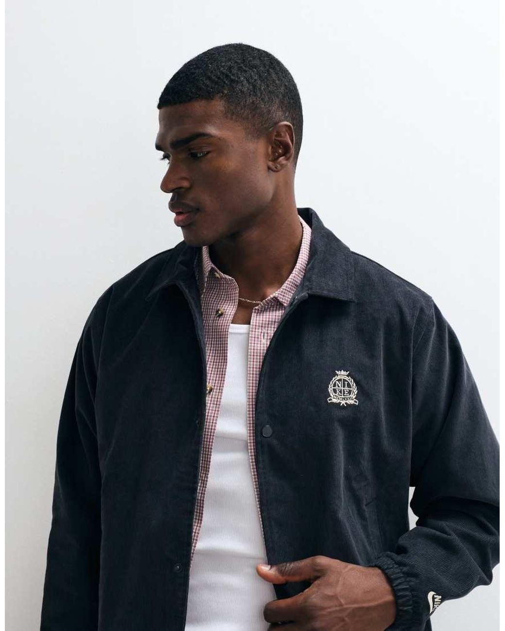 Nike Blue Club Ncc Logo Cord Coach Jacket for men