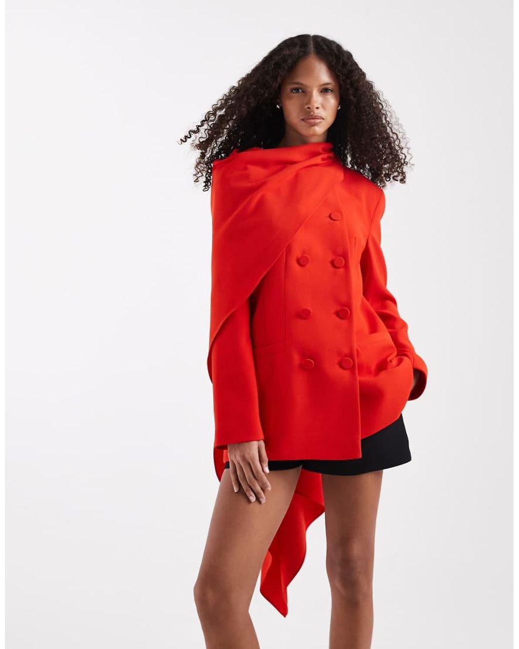 River Island Red Double Breasted Cape Detail Blazer