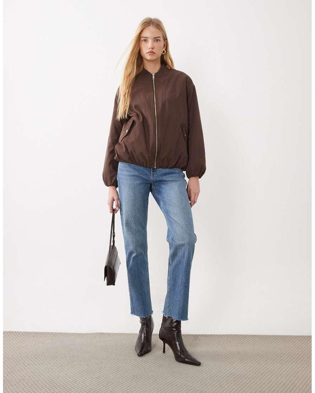 New Look Brown Padded Bomber Jacket