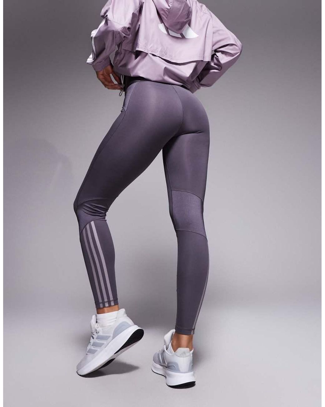 Adidas Originals Purple Adidas Training Hyperglam High Shine Full Length legging