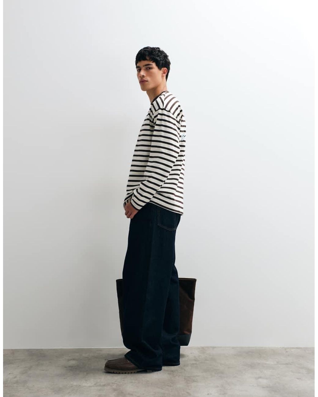 Jack & Jones White Long Sleeve Striped T-shirt for men