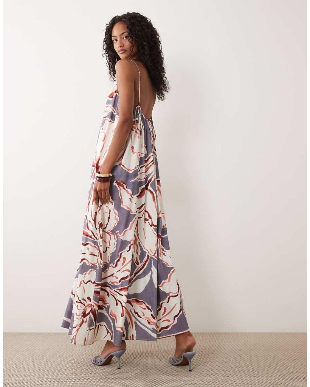 ASOS Pink Strappy Cami Trapeze Maxi Dress