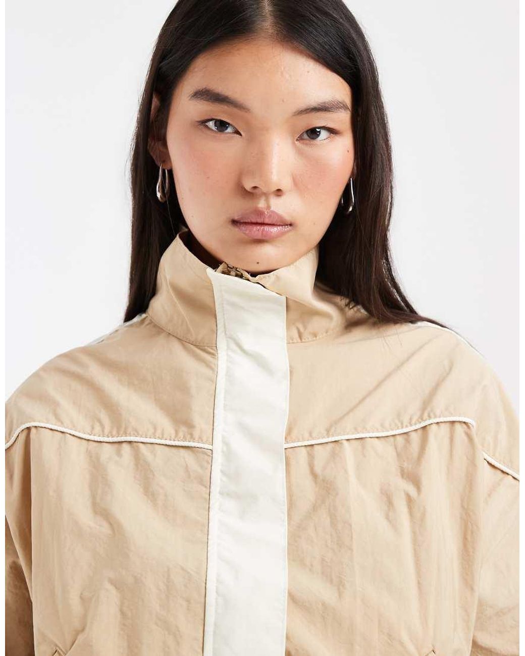 ASOS Natural Funnel Neck Windbreaker Jacket