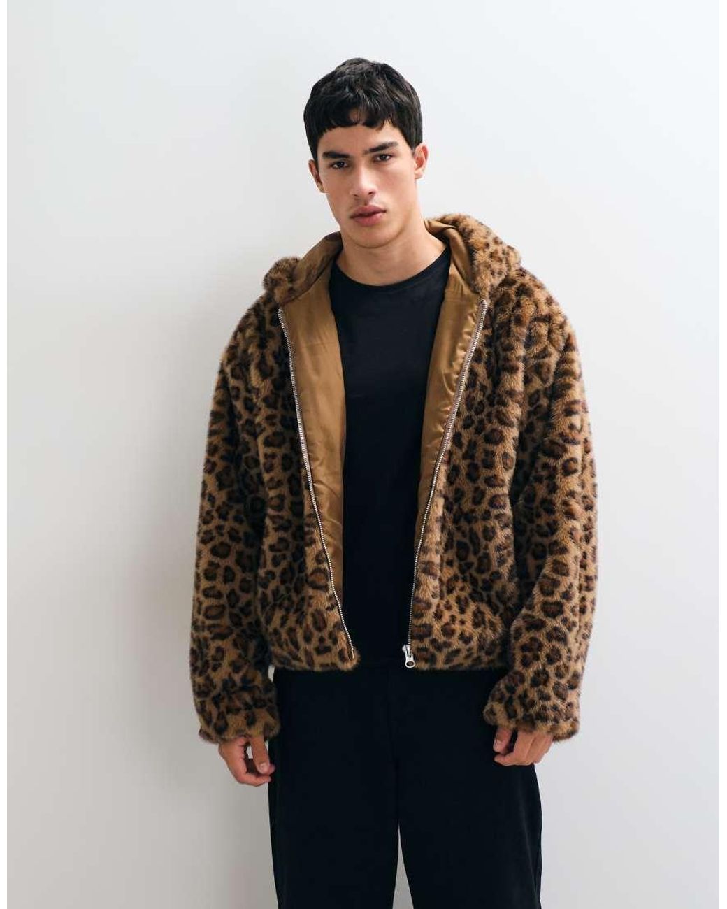 ASOS Brown Spotty Faux Fur Jacket for men