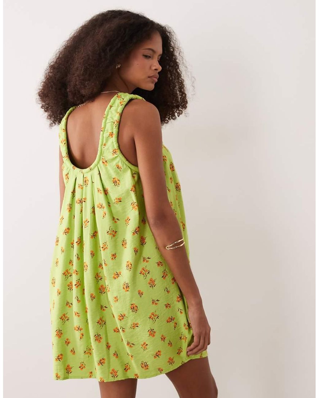 ASOS Green Ruched Neck Mini Sundress